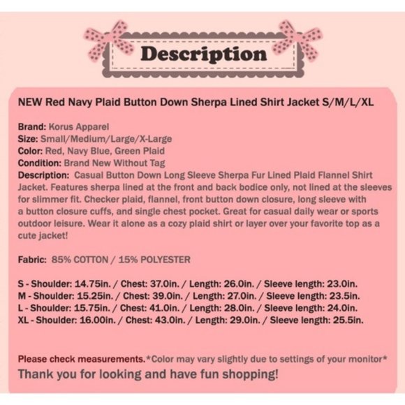 NEW Red Cozy Warm Sherpa Fur Lined Flannel Plaid Shirt Jacket Shacket Top - Picture 8 of 8